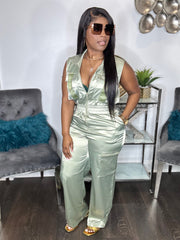 All Pockets Jumpsuit (Sage) Final Restock
