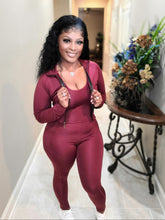 "Breakthrough" Burgandy Jumpsuit with Jacket