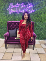 "So Ready" Red Jumpsuit with Jacket
