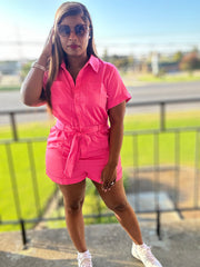 Bright on Point Romper (Pink)