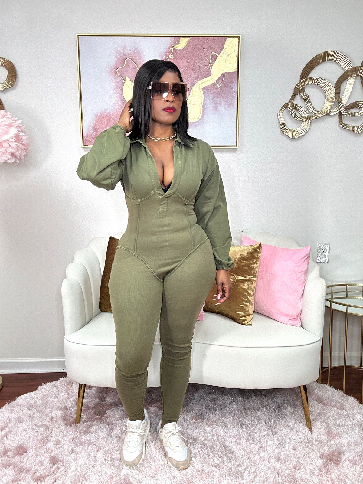 Grab Your Attention (Olive Jumpsuit)