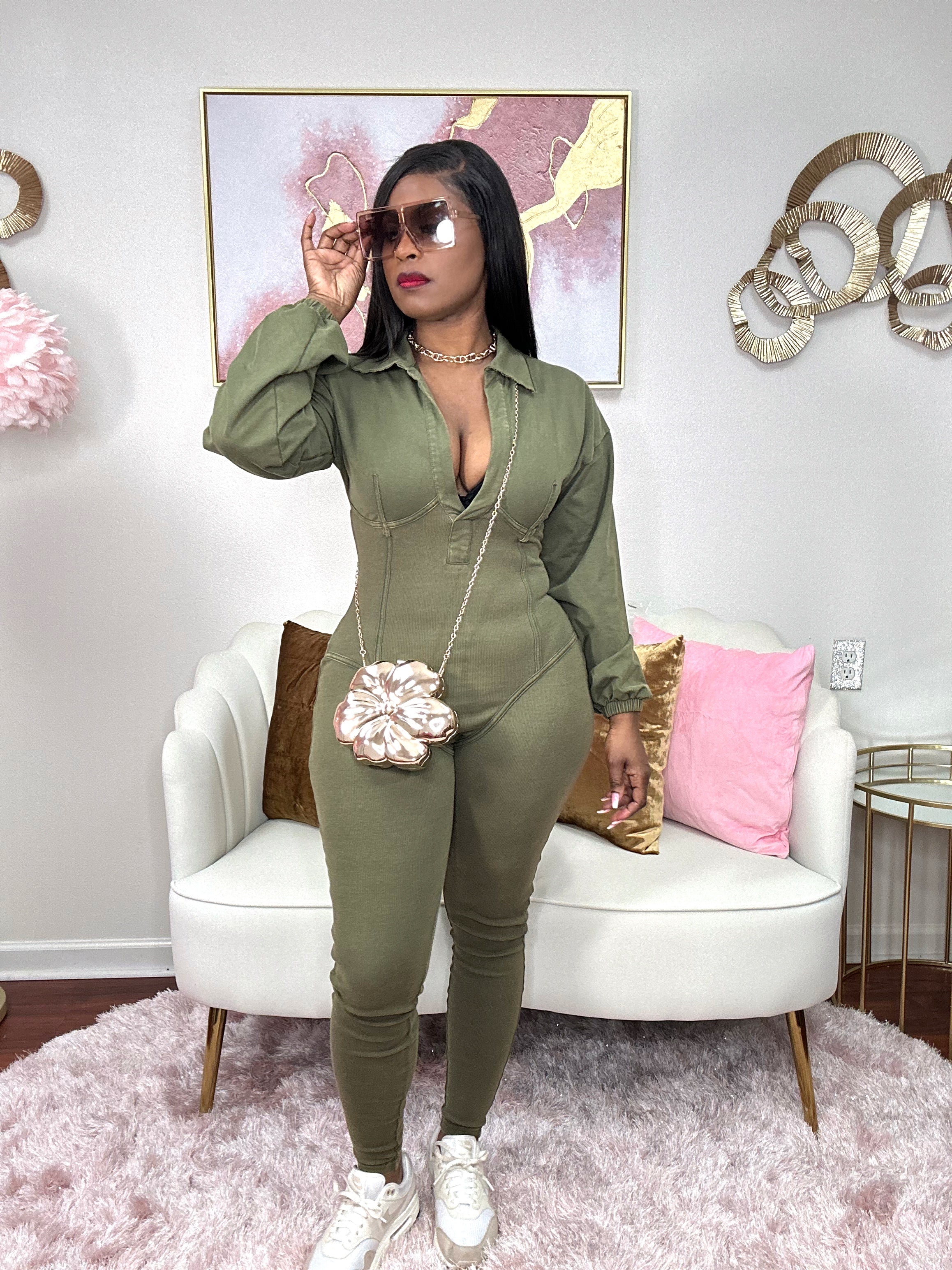 Grab Your Attention (Olive Jumpsuit)