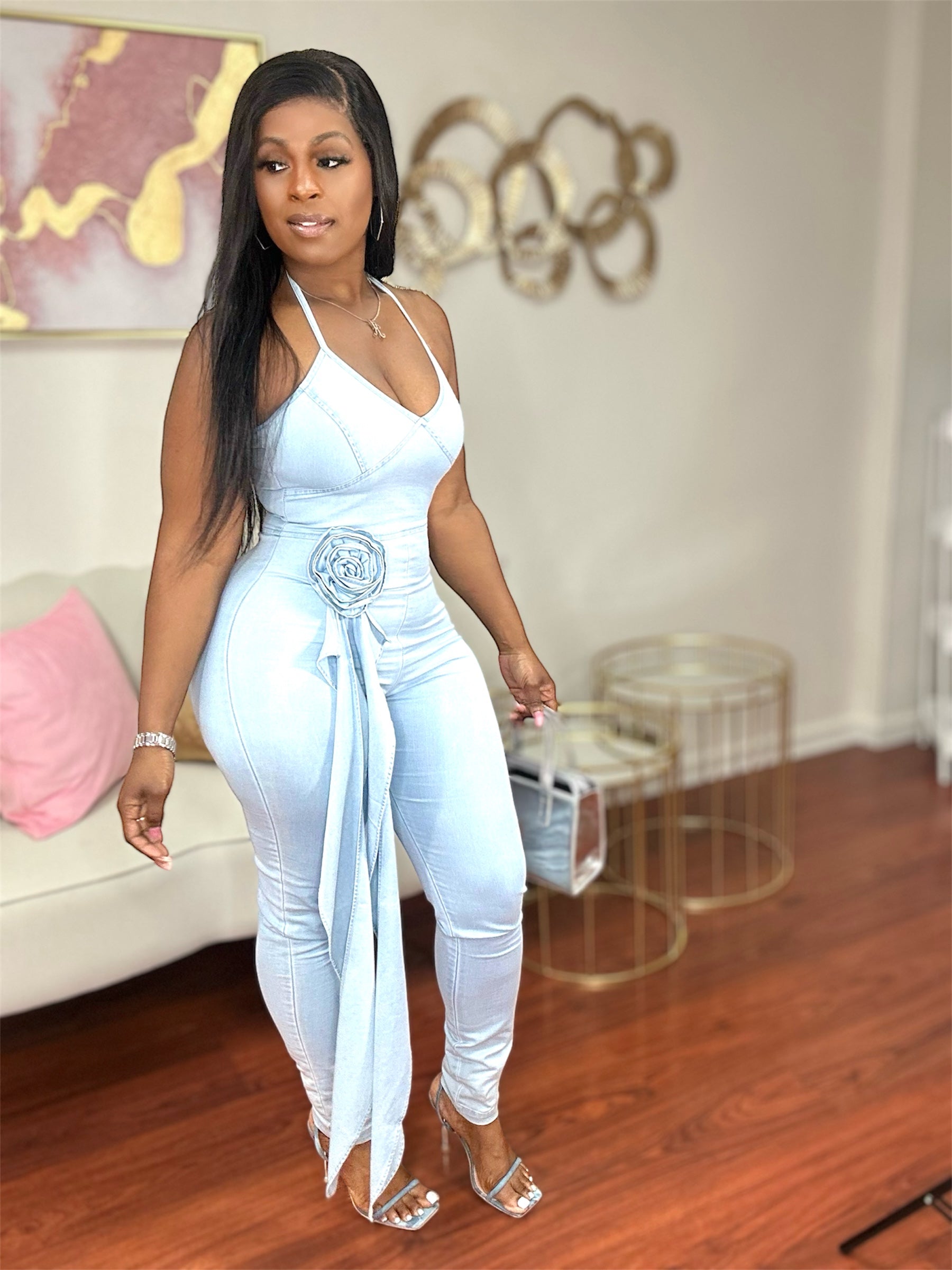 This is Personal Denim Jumpsuit