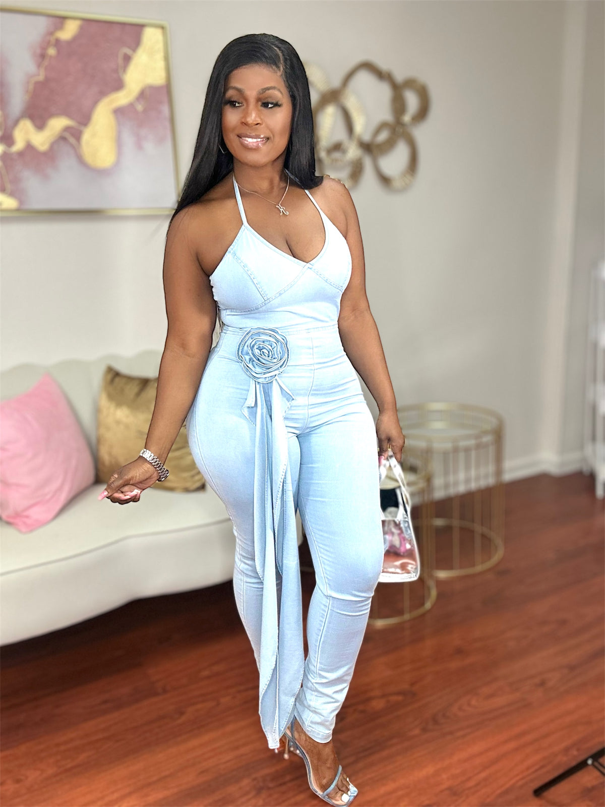 This is Personal Denim Jumpsuit