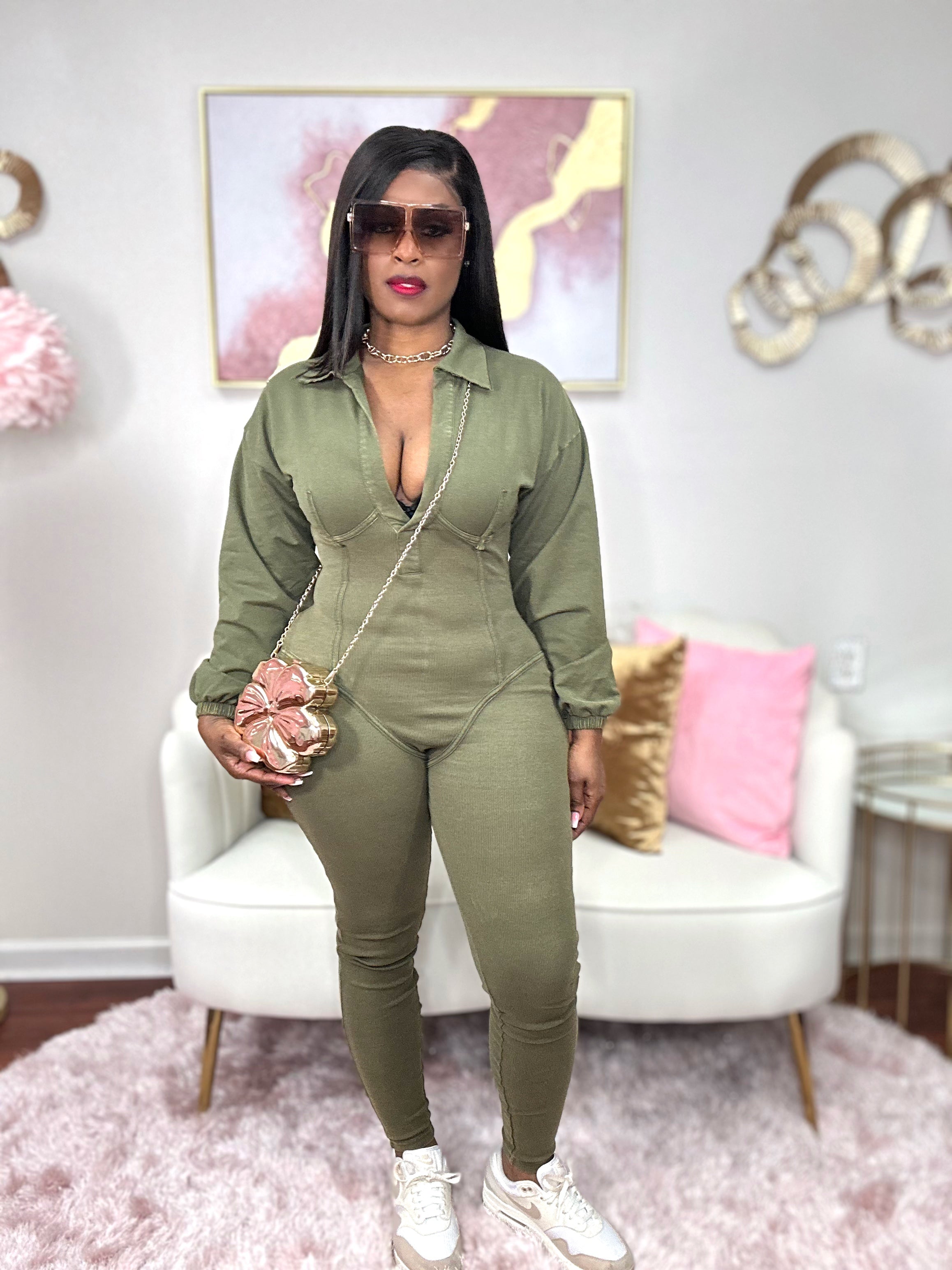 Grab Your Attention (Olive Jumpsuit)