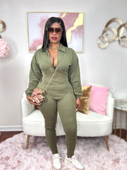 Grab Your Attention (Olive Jumpsuit)